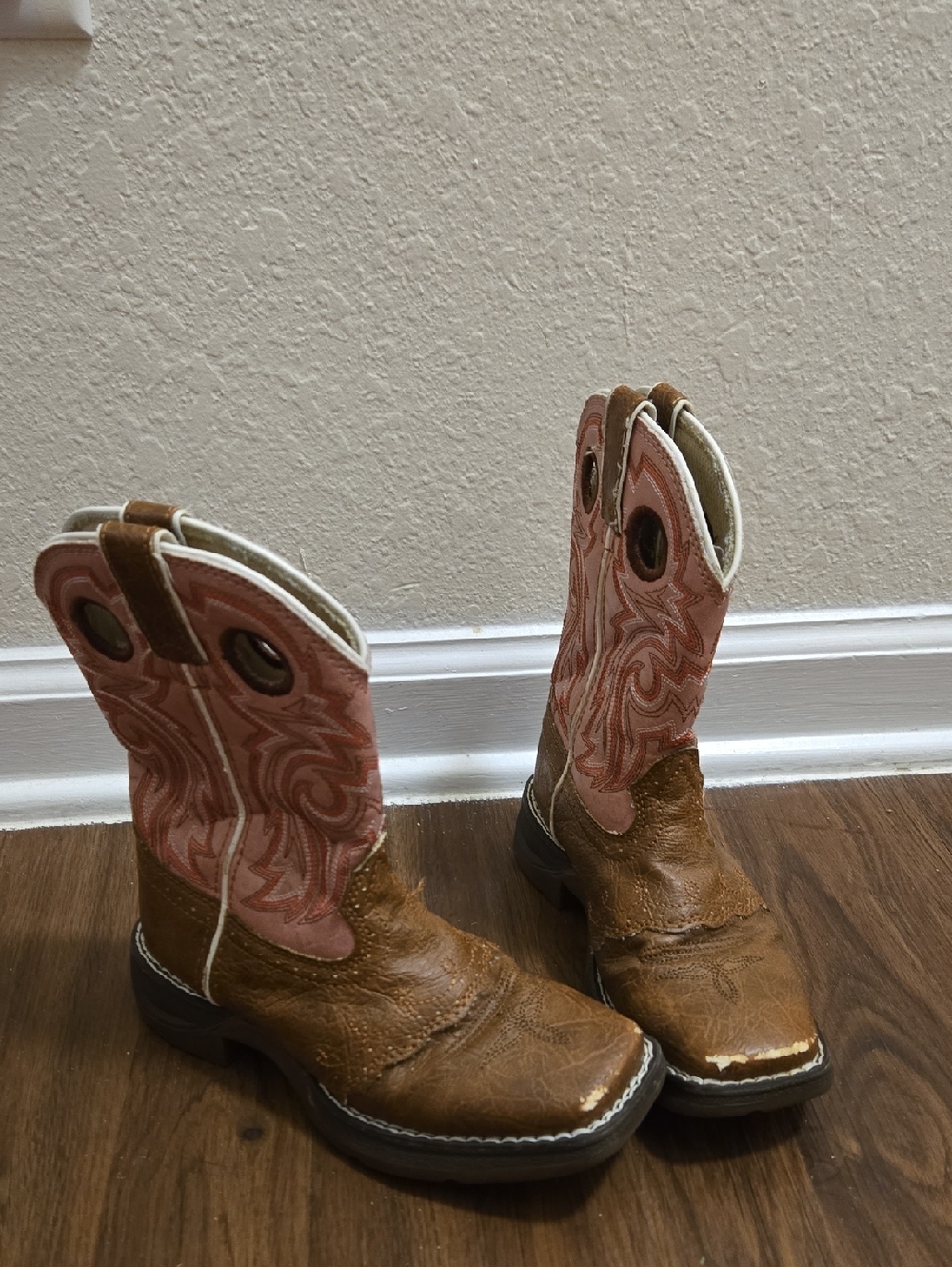 Brown & Pink Girls' Western Cowboy Boots Lil Durango